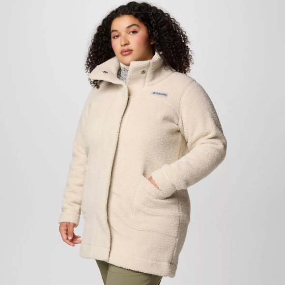 Columbia Jackets & Blazers - Women's Columbia Panorama Sherpa Long Jacket Coat Cream/Oatmeal/Dark Stone 1X